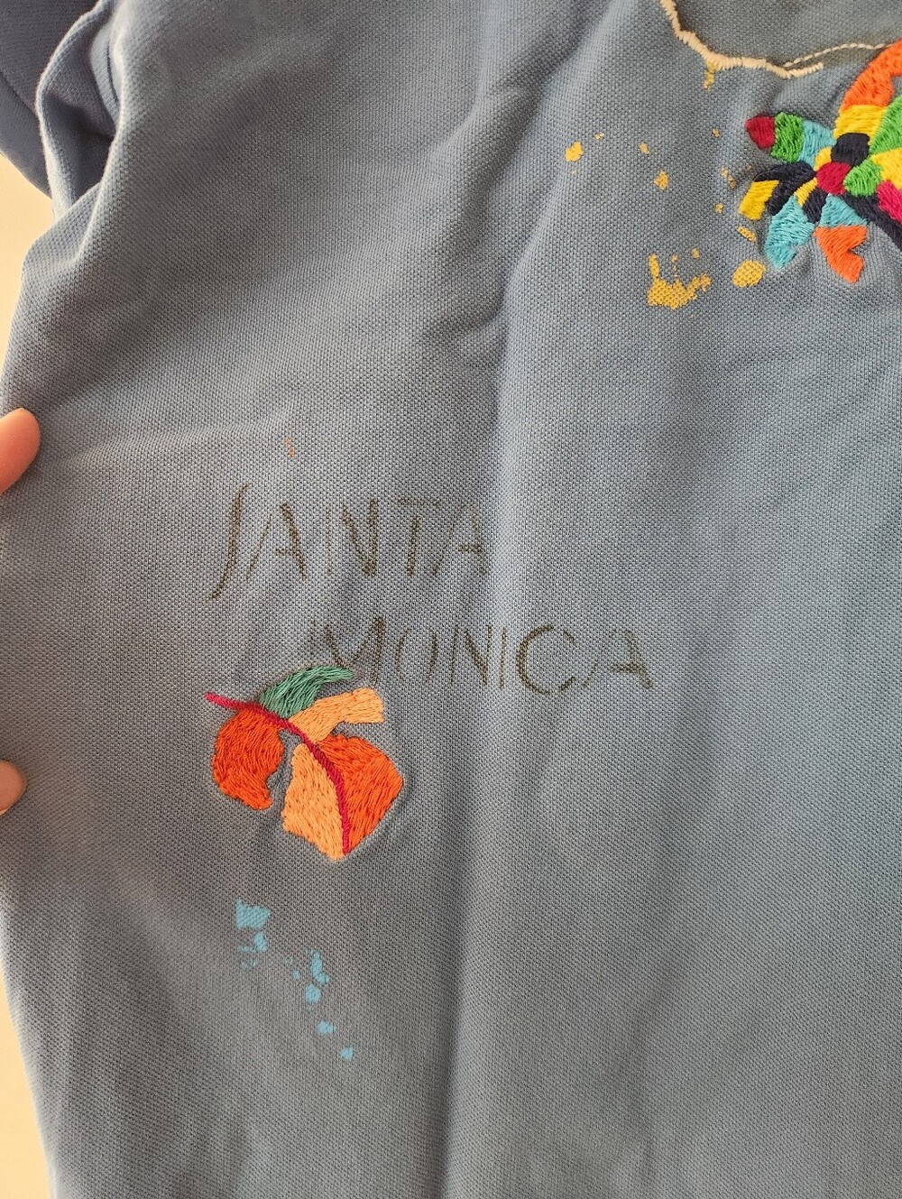 Ralph Lauren Light Blue Graphic Hawaian Polo with Multicolor  Embroidery - Picture 6 of 7
